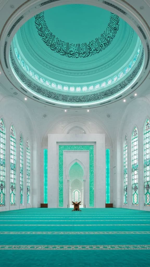 Peaceful mosque minarets at sunset representing contemplation during Quran recitation