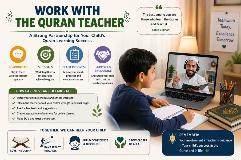 Work With the Quran Teacher - A Strong Partnership for Your Child's Quran Learning Success in online Quran classes