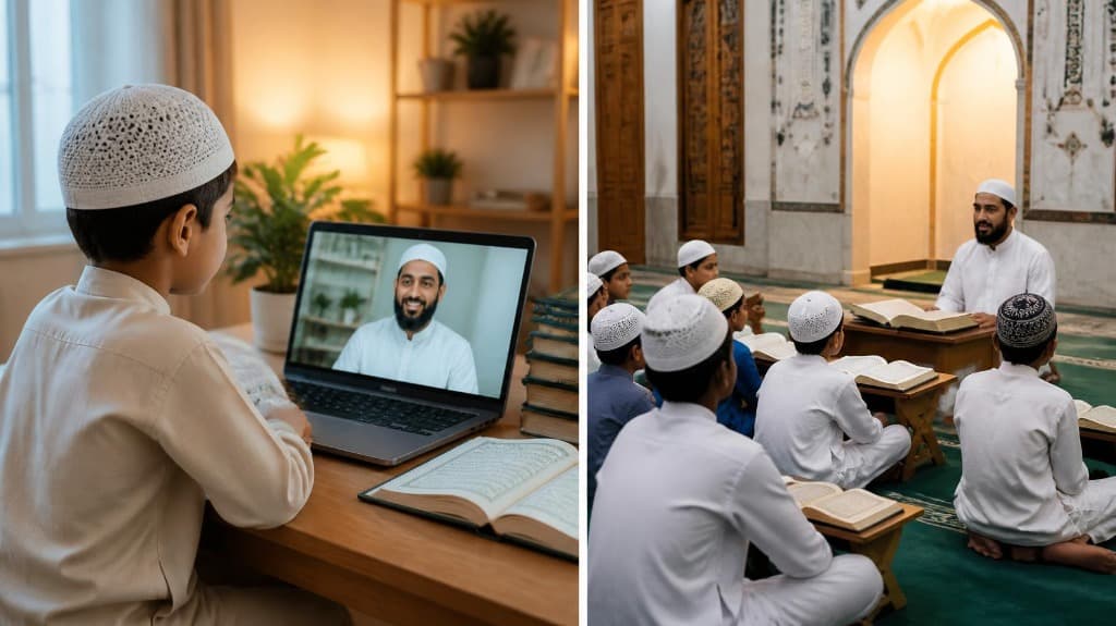 Online and in-person Quran learning comparison with teacher giving feedback on Arabic pronunciation
