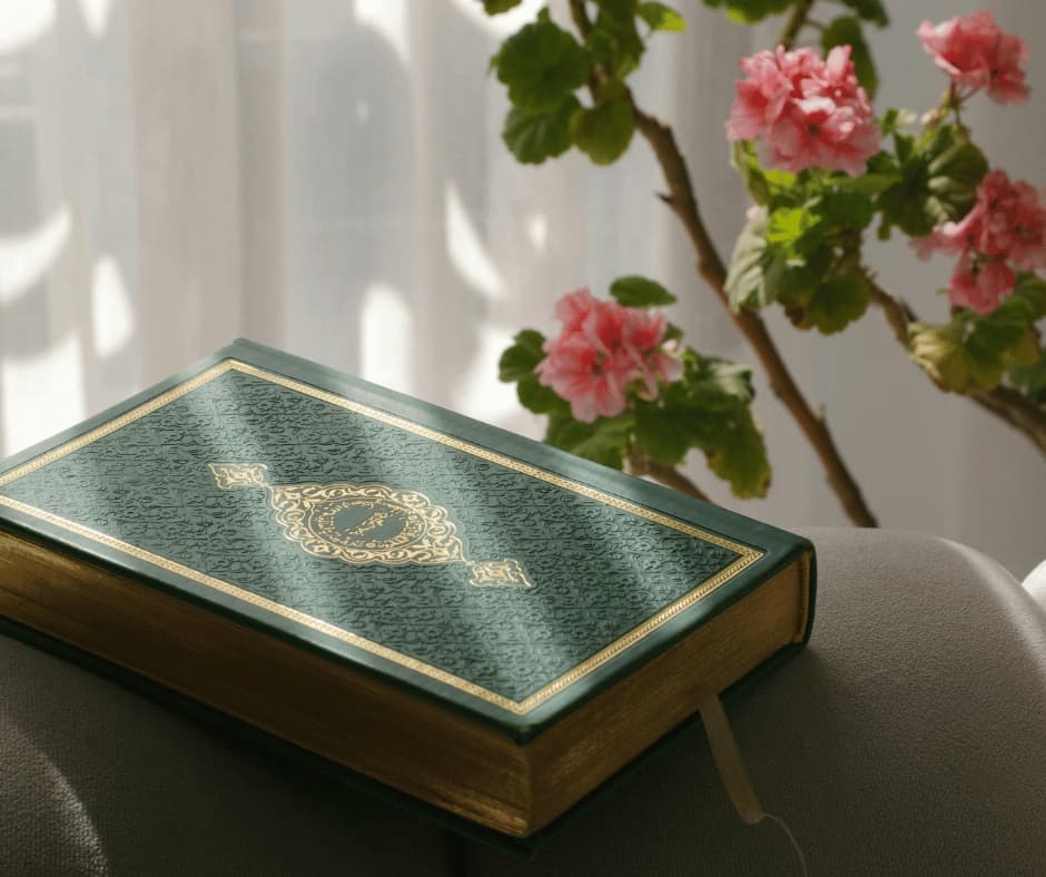 Family study corner prepared for a weekend online Quran lesson