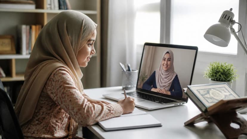 online female quran teacher conducting one-on-one class with a young girl