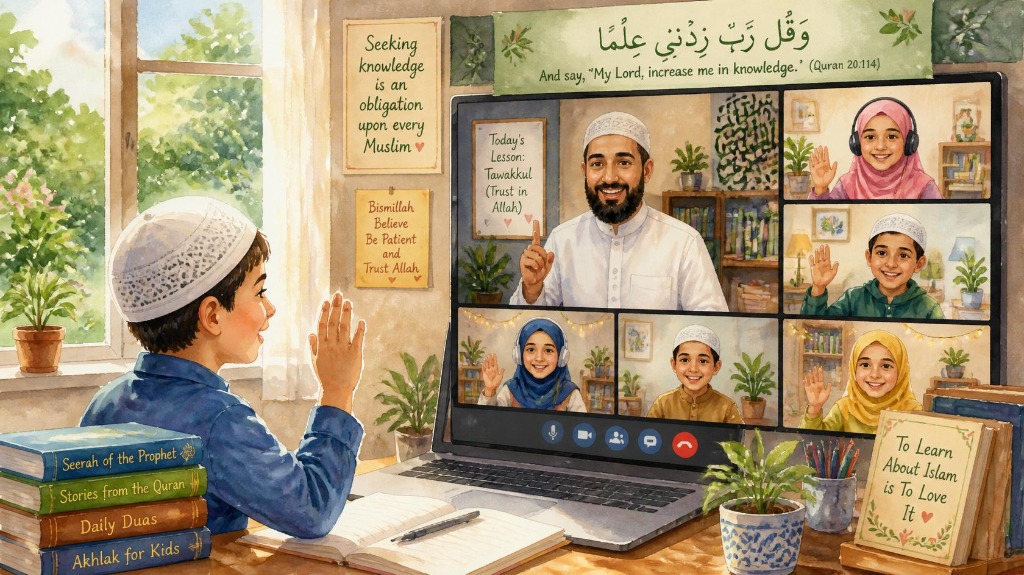 Interactive online Quran classroom with teacher and student