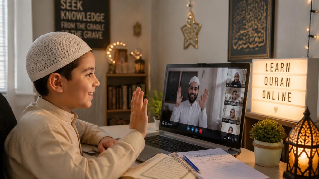 Online Quran tutor teaching kids online via video session in USA
